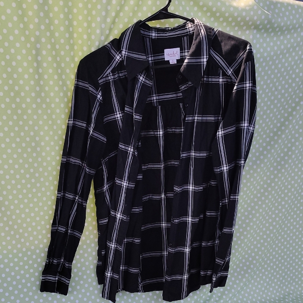Black and White Plaid Button-Up Shirt